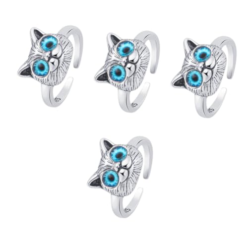 4 Stück Verstellbarer Katzenring für Frauen Niedlicher Offener Fingerring mit Katzenaugen Perfektes für zu Weihnachten Geburtstagsfeiern Besonderen Anlässen von Beaupretty