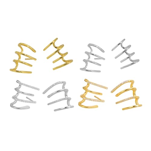 4Paare Klauenohrringe Klauenmanschette Zirkonia für Frauen Platin Goldfarben für zu Weihnachten von Beaupretty