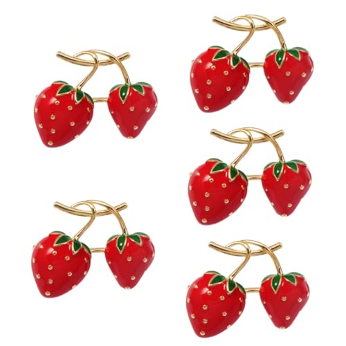 5 Stück Erdbeer Brosche für Damen Metall Pin mit Obstdesign für Schals Hüte Taschen Perfektes Accessoire für Kleidung Geburtstage Hochzeiten Feiertage von Beaupretty