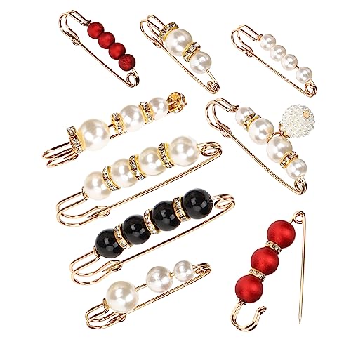 9Stücke Teiliges Broschen für Damen Pullover Schalclips Strickjacken Broschen mit Perlendesign Fixieren von Kleidung Schals Verhindert Peinliche von Beaupretty