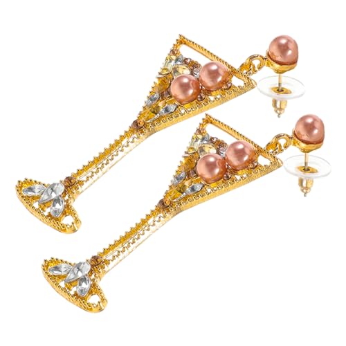 Beaupretty Weinglas-ohrringe in Kreativer Form Mit Gefälschten Perlen Strass-ohrschmuck Für Damen Stilvolle Dekorative Ohranhänger Aus Zinklegierung Leicht Und Angenehm Zu Tragen Für Alltag u von Beaupretty