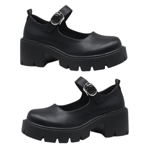 Beaupretty 1 Paar Damen Chunky Heels Schuhe mit Riemen PU Plateau Schuhe für Formelle und Anlässe Glänzende Oberfläche von Beaupretty