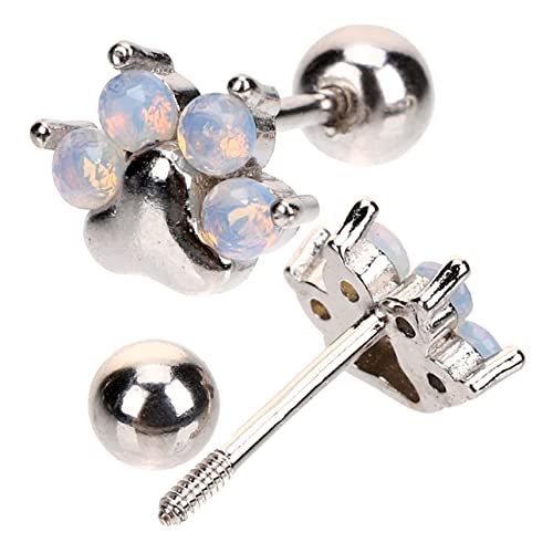Beaupretty S925 Silber Katzenpfoten Ohrstecker für Damen Süße Ohrringe mit Zirkonia Trendige Ohrschmuck für Mädchen und Teenager Leicht und Hypoallergen für Besondere Anlässe von Beaupretty