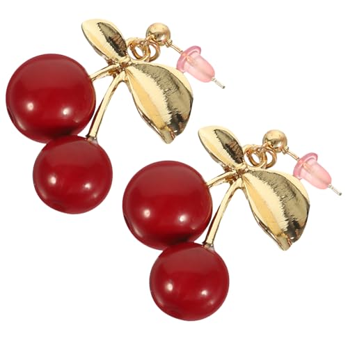 Beaupretty 1 Paar Kirschblüten Ohrringe mit Schleifen Design Ohrringe für Damen Silber mit Fruchtigem Cherry Muster für von Beaupretty