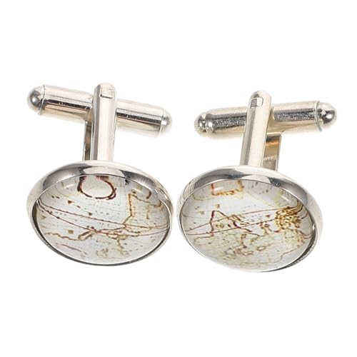 Beaupretty 1 Paar Männer Manschettenknöpfe mit Retro Weltkarte Stilvolle Hemdverzierung für Anzüge Formelle Anlässe Robuste Materialien Einzigartiges Design Elegantes Accessoire für von Beaupretty