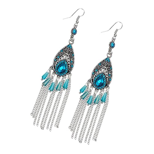 Beaupretty Legierungsohrringe Wassertropfenform Mit Quaste Vintage-ohrringe Langer Stil Quaste Ohrringe Retro Design Dameschmuck Blau Ohrringe Vintage von Beaupretty