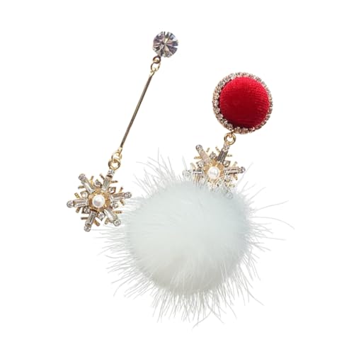 Beaupretty 1 Paar Ohrringe Design mit Pompons Wunderschöne Asymmetrische Ohrstecker für Damen für Weihnachtsfeiern Besondere Anlässe Hypoallergen Langlebig von Beaupretty
