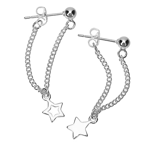 Beaupretty 1 Paar Ohrringe für Frauen Asymmetrische Fünfzackige Sternohrringe mit Langen Quasten Silber Schmuck für Besondere Anlässe und Alltag Perfektes für Damen an Weihnachten von Beaupretty