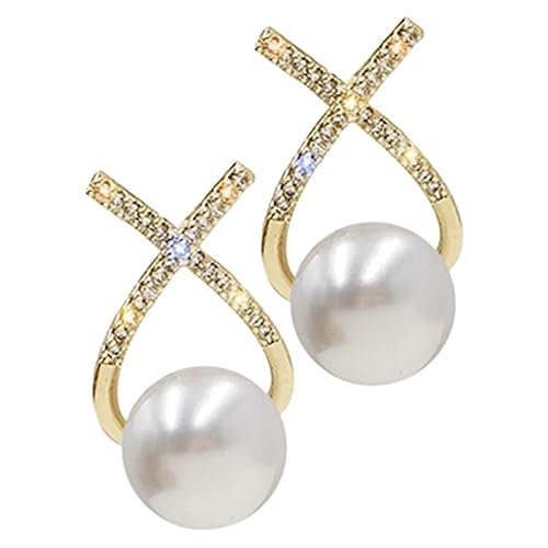 Beaupretty 1 Paar Perlen Ohrstecker mit Strass und Süße Ohrringe für Frauen und Mädchen Vielseitig Einsetzbar für Besondere Anlässe oder Alltag Gold von Beaupretty