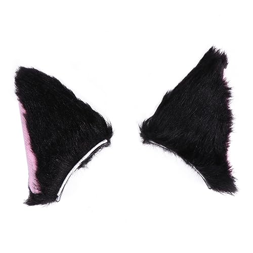 Beaupretty 1 Paar Plüsch Katzenohren Haarspange für Cosplay Haarschmuck Hochwertigem Material für Partys Geburtstagsfeiern und Festivals Schwarz und Rosa von Beaupretty