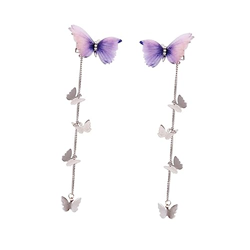 Beaupretty 1 Paar Seitenclip Mit Schmetterlingsquaste Clips Krallenklammern Bobby Kopfbedeckungen Für Damen Haar Legierung Braut Knopf Violett von Beaupretty