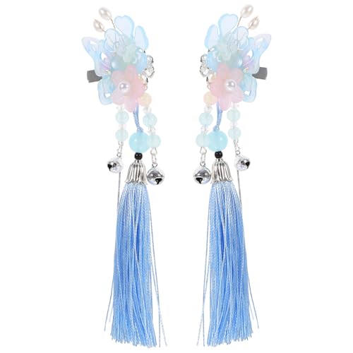 Beaupretty 1 Paar Schmetterlings-haarspange Haarschmuck Für Die Asiatische Haaraccessoires Kopfschmuck Für Die Braut Haarschmuck Für Damen Haarspange Quaste Fräulein Nylon Seitenclip von Beaupretty