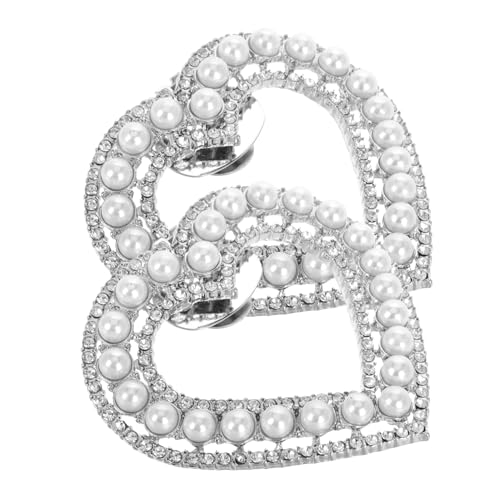 Beaupretty 1 Paar Schuhclips für Damen Abnehmbare Herzform mit Perlen Schuhschnallen für Hochzeiten Partys Abschlussbälle Vielseitige Schuhaccessoires für High Heels Silberne Dekoration von Beaupretty