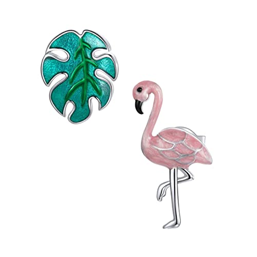 Beaupretty 1 Paar Silber Ohrstecker mit Flamingo und Blattdesign Ohrringe für Damen Kreative und Ohrringe für Besondere Anlässe Einzigartiger Schmuck für von Beaupretty