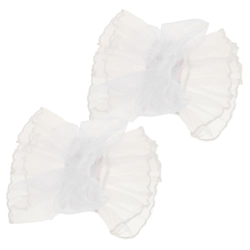 Beaupretty 1 Paar Spitzenärmel Armbinde Spitzenmanschettenärmel Lolita-Manschette Armwickel mit Blumenmuster Mesh-Handgelenkmanschette Rüschenhandschuhe für Frauen Lolita-Handschuhe Weiß von Beaupretty