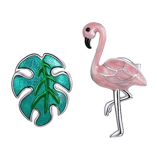 Beaupretty 1 Paar Sterling Silber Ohrstecker Kreative Flamingo Ohrringe für Damen Hypoallergen Einzigartige Ohrschmuck Accessoires für Partys und Besondere Anlässe von Beaupretty