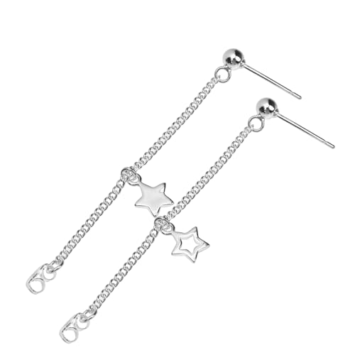 Beaupretty 1 Paar Sternenohrringe mit Langen Ketten für Frauen und Mädchen Silber Asymmetrisches Design für Partys Geburtstage Hochzeiten und Täglichen Gebrauch von Beaupretty
