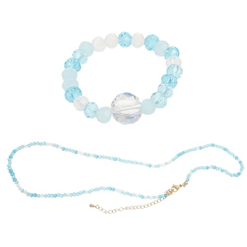 Beaupretty 1 Satz Blaues Perlenhalsband Ring Kette für Frauen Modisches Accessoire für Reisen Hochwertige Verarbeitung Leicht Ansprechend von Beaupretty