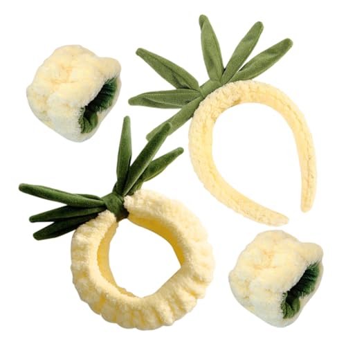 Beaupretty Süßes Ananas-stirnband- Und Armband-set – Spa-gesichtswasch-haarbänder Für Die Hautpflege von Beaupretty