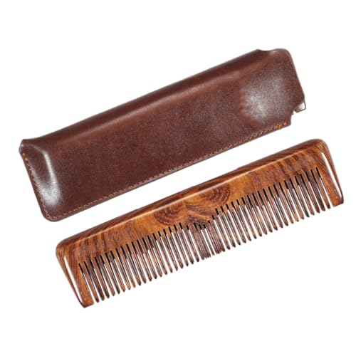 Beaupretty Haarstylingkamm 1 Satz Friseur-Styling-Tools hölzern dünner Zahnkamm hair comb haarkamm haarschneidekamm Kämme brauner Ledertaschenkamm Sandelholzkamm Pflege Geldbeutel Bart Mann von Beaupretty