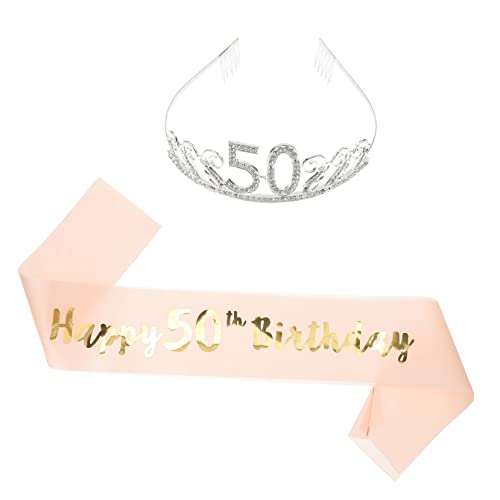 Beaupretty 1 Satz Krone Haarkamm haar zubehör haarschmuck Dekorationen zum 50. Geburtstag Mädchen Anzug Stirnband für Damen Party dekorative Schärpe Haarkamm aus Kristall Goldpulver von Beaupretty