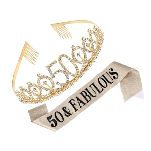 Beaupretty 1satz Geburtstagskrone Und Schärpe Goldene Geburtstagsdekoration Mit Haarreif Und Etikette Für Mädchenfeiern Und Jubiläen Langlebig Und Auffällig von Beaupretty