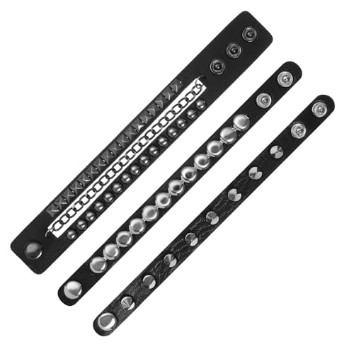 Beaupretty 1 Satz Multi Layer Punk Lederarmband mit Nieten Schwarzes PU für Herren Damen für Halloween Cosplay Stylisches Accessoire von Beaupretty