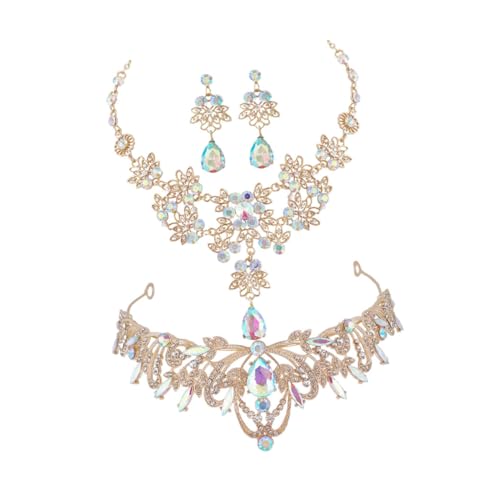 Beaupretty 1 Satz Rhinestone Halskette Ohrringe für Hochzeiten Geburtstagsfeiern Fotoshootings Funkelndes Design Verarbeitung von Beaupretty