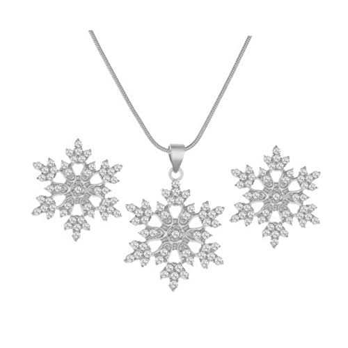 Beaupretty Schneeflocke Halskette Mit Ohrringen Strass Schmuck Für Frauen Hochzeit Kostüm Alltagskleidung Geschenk Vorschlag von Beaupretty