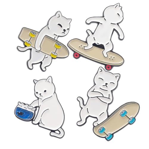 Beaupretty 1 Satz Skateboard Katze Brosche Set Niedliche Emaille Anstecker Für Kleidung Rucksäcke Hüte Langlebiges Design Legierung Als Für Stilvolle 4 Stück von Beaupretty