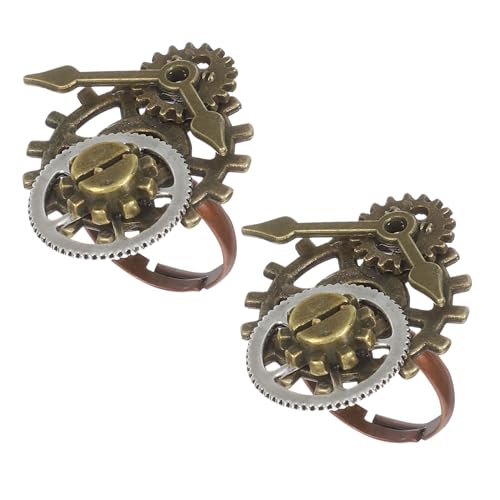 Beaupretty 2 Stücke Steampunk Zahnräder Vintage Fingerring Legierung für Frauen Kreative Uhr Design Schmuck für Besondere Anlässe von Beaupretty