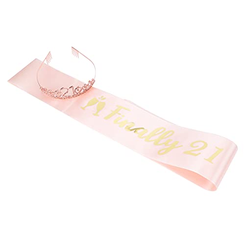 Beaupretty 1 Satz Stirnband mit Kristallkrone Partykrone Schärpe Mädchen Krone 21 das Geschenk Tiara Partyzubehör modische Krone bilden Kopfbedeckung Requisiten Partybedarf Fräulein Gürtel von Beaupretty