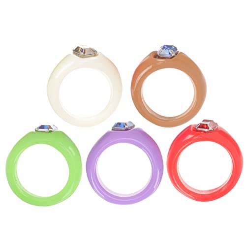 Beaupretty 1 Satz Teiliges Kreative Ringe Harz Mit Rhinestone Fingerdekoration Rot Grün Schokoladenbraun Beige Und Für Und Alltag 5 Stück von Beaupretty