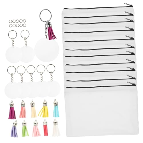 Beaupretty 1 Satz Federmäppchen-Set aus Leinen Kosmetiktasche Reise-Canvas-Reißverschluss Organizer-Taschen für die Reise Make-up-Taschen Federmäppchen mit Wärmeübertragung Wäschesack Mädchen von Beaupretty