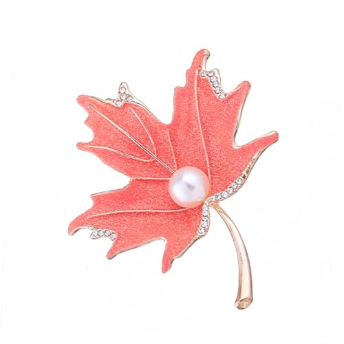 Beaupretty 1 Stück Ahornblatt Brosche mit Strass und Perleninlay Elegantes Schmuckstück für Frauen Rosa für Hochzeiten Geburtstage und Alltag von Beaupretty