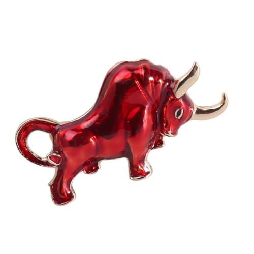 Beaupretty 1 Stück Alloy Brooch Rot Dekorativer Brustpin im Kreativen Design mit Ox Muster für Anzüge Taschen Accessoires Einzigartiger Schmuck für Individualität von Beaupretty