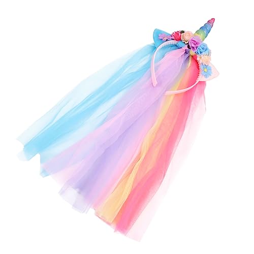 Beaupretty 1stk Einhorn-mesh-stirnband Für Kinder Einhorn Haarband Zubehör Für Einhorn-mottopartys Einhorn-cosplay-zubehör Schöne Kopfschmuck Mädchen Geschenk Kleidung Gittergewebe von Beaupretty