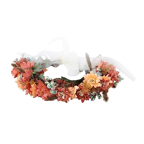 Beaupretty 1 Stk Kranz Tiara Hochzeit Blumenhaarband Blumenhaargirlande Haarschmuck Für Mädchen Haarband Brautblumengirlande Braut Blumenstirnband Gummiband Textil Foto Urlaub von Beaupretty