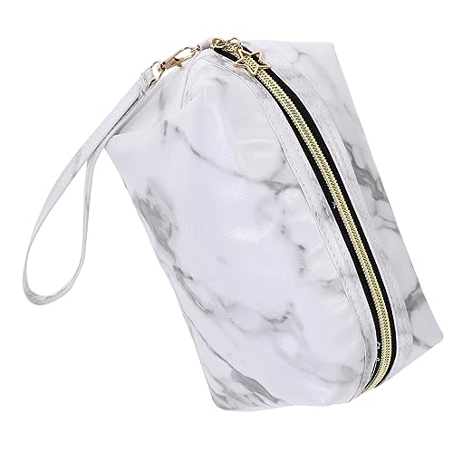 Beaupretty 1 STK Pu Leder Marmor Kosmetik Tasche Tragbare Reise Aufbewahrung Tasche Kosmetiktaschen Für Damen Schminktaschen Für Frauen Pu-Kosmetiktasche Mädchen Lipgloss Pu-Leder Bilden Weiß von Beaupretty