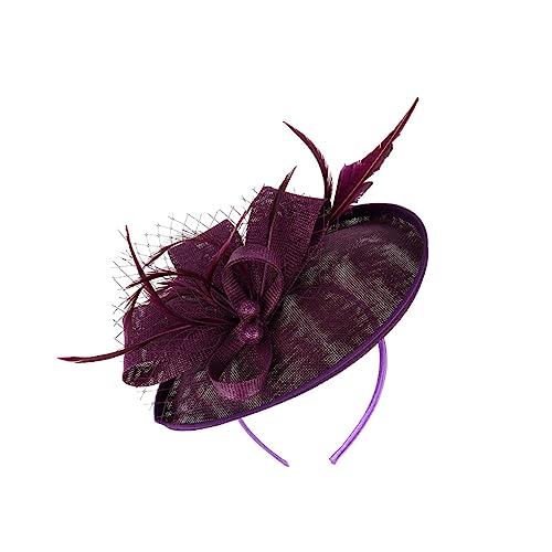 Beaupretty 1stk Mesh-stirnband Sonnenblumen Haarschmuck Fascinator Stirnband Haarschmuck Für Damen Haargummis Für Frauen Stirnband Für Mädchen Braut Die Blumen Violett Zylinder Feder von Beaupretty