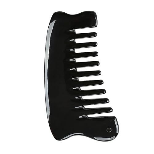 Beaupretty Naturholz Ochsenhorn Massagekamm für Kopfhaut und Haarmassage Tragbar für Männer und Frauen mit Breiten Zähnen zur Stressreduktion und Verbesserung Haarstruktur von Beaupretty