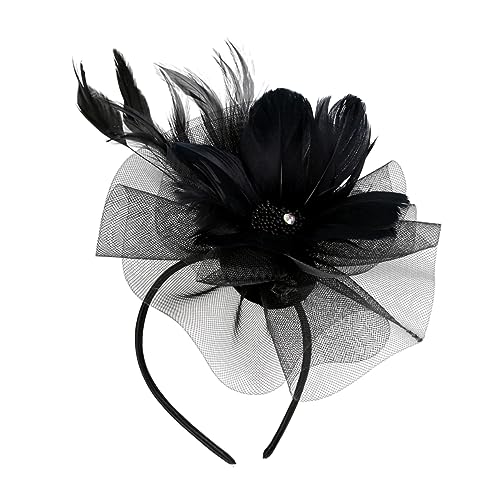 Beaupretty 1 Stk Mesh-feder-kopfschmuck Derby-cap Für Damen Kopfbedeckung Aus Partygaze Haarspange in Blumenform Eleganter Kopfschmuck Aus Gaze Frauenhut Künstliche Federn Fräulein von Beaupretty