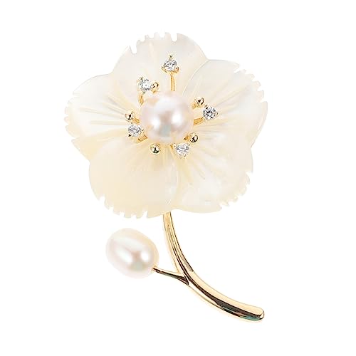 Beaupretty Blumenperlenbrosche Dekorative Corsage Muschelblumenbrosche Festivalbrustnadel Zartes Kleidungsornament Aus Kupfer Und Perlen Mit Blumendesign Für Kleidungszubehör von Beaupretty