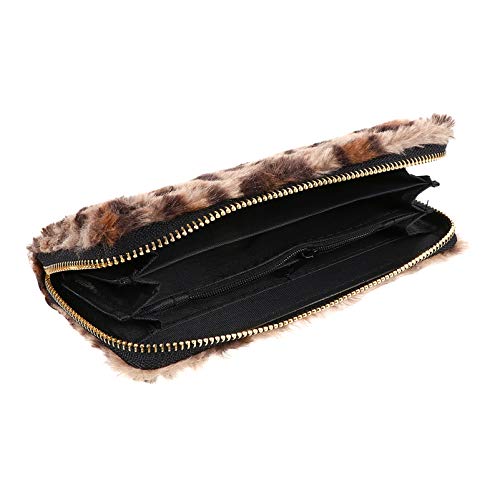 Beaupretty 1stk Geldbörse Münztasche Taschenbücher Handheld Portemonnaie Frauen Leopard Handtasche Brieftasche Reißverschluss Um Pelzige Handtasche Brieftaschenclip Flauschige Damen Plüsch von Beaupretty