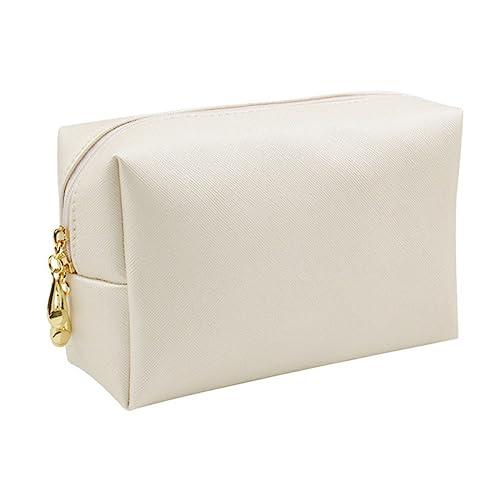 Beaupretty 1stk Quadratische Kosmetiktasche Tragetasche Kosmetische Handtasche Quadratisches Schminktäschchen Make-up-Handtasche Pu Aufbewahrungstasche Fräulein Weiß Mädchen von Beaupretty