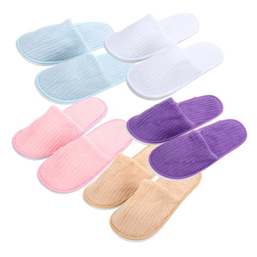 Beaupretty 10 Paare Damen Hausschuhe Fleece Warme Rutschfeste Pantoffeln Leichte Winter Slippers für Zuhause und Hotel Weiche Gästehausschuhe in Weiß Gelb Rot Blau Flieder von Beaupretty