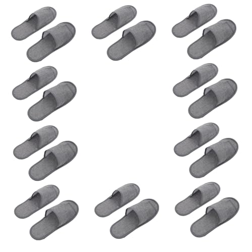 Beaupretty 10 Paare Einweg Spa Hausschuhe für Gäste Rutschfeste Atmungsaktive Indoor Slipper für Damen und Herren Bequem für Reisen und Zuhause Graue Halbabdeckung von Beaupretty