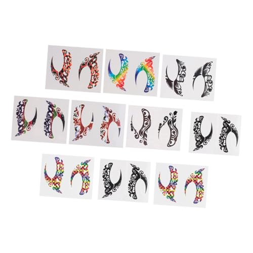 Beaupretty 10 Paare Lidschatten Sticker Selbstklebend Eyeliner Schablone Wasserfest Festival Party Make up Dekoration für Karneval Cosplay Bühnenperformance von Beaupretty