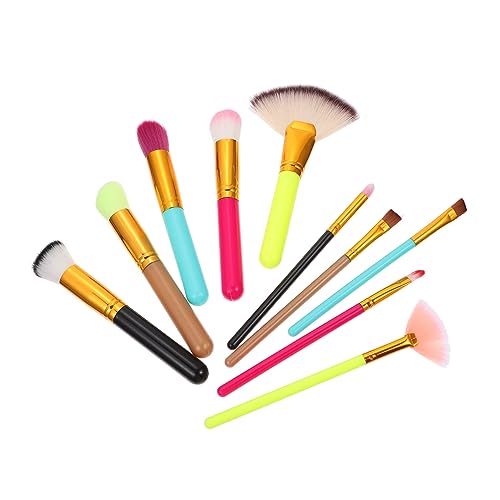 Beaupretty 10st Farbige Make-up-pinsel Foundation-make-up-pinsel Werkzeug Schminkkasten Puderpinsel Für Das Gesicht Hand-make-up-pinsel Make-up-pinsel Für Mädchen Kosmetik Plastik Suite von Beaupretty