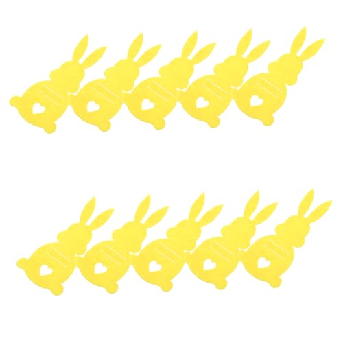 Beaupretty 10 Stück Hasenwechselhalter Utensilienbeutel für Ostern Bestecktasche Ostern Geschirrhalter in Hasenform Ostergeschirr Ärmel Osterhasen-Geschenktüten Tuch Yellow von Beaupretty